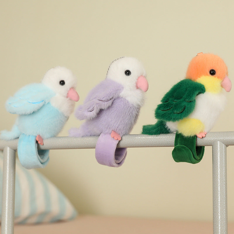 Plush Parrot Slap Bracelet Toy – Cute Bird Wrist Buddy with Soft Fluffy Wings