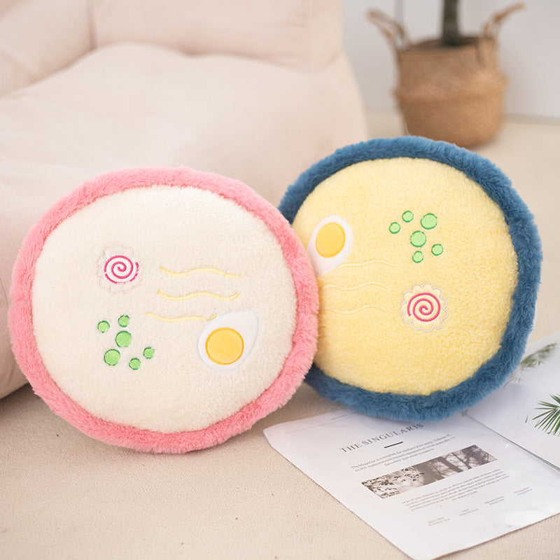 Kawaii Ramen Bowl Plush Pillow – Soft Noodle Soup Stuffed Toy with Cute Expressions